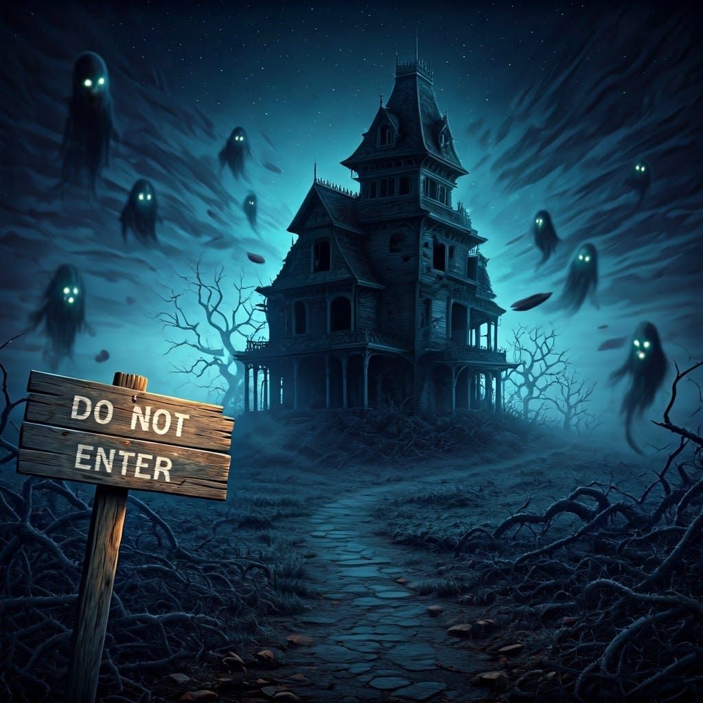 Haunted Victorian Mansion with Ghostly Apparitions