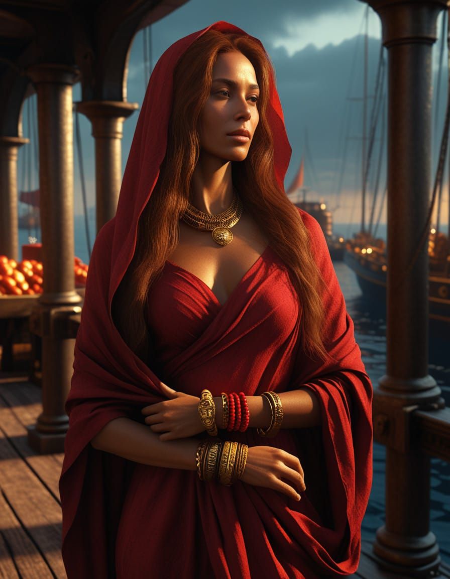 Majestic Woman at Dawn, in Photorealistic HDR