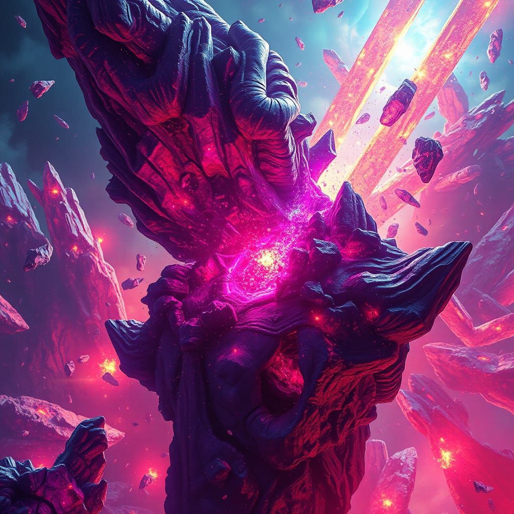 Neon Soul Matrix Ascending Amidst Heavenly Destruction