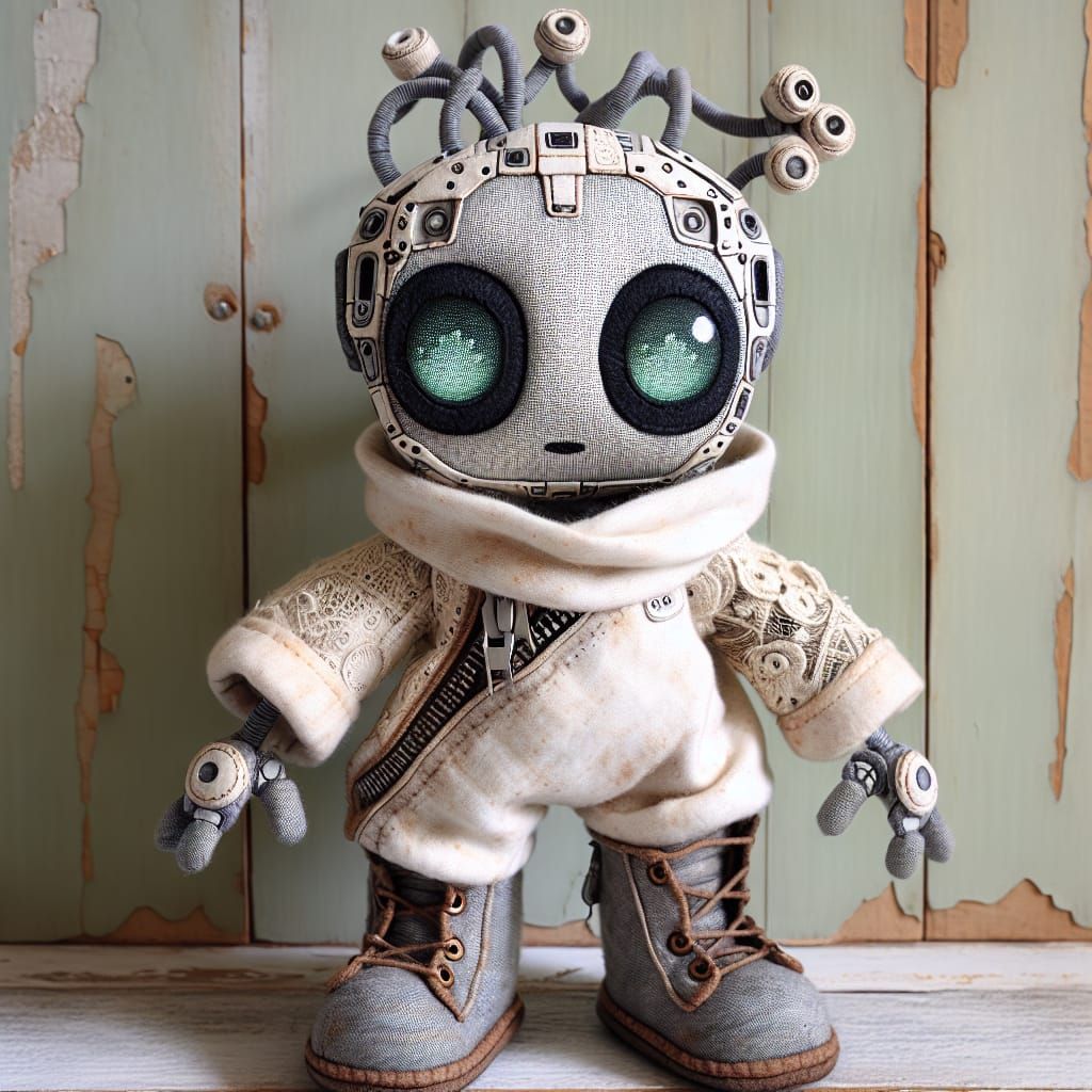 Charming AI Monster Plushie in Textile Art Style