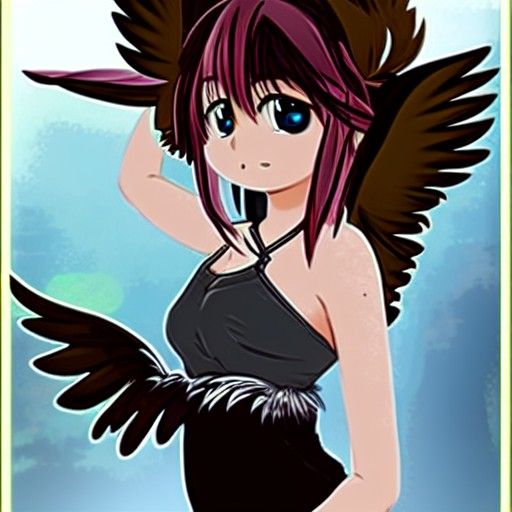 Cute Anime Harpy Girl Flying