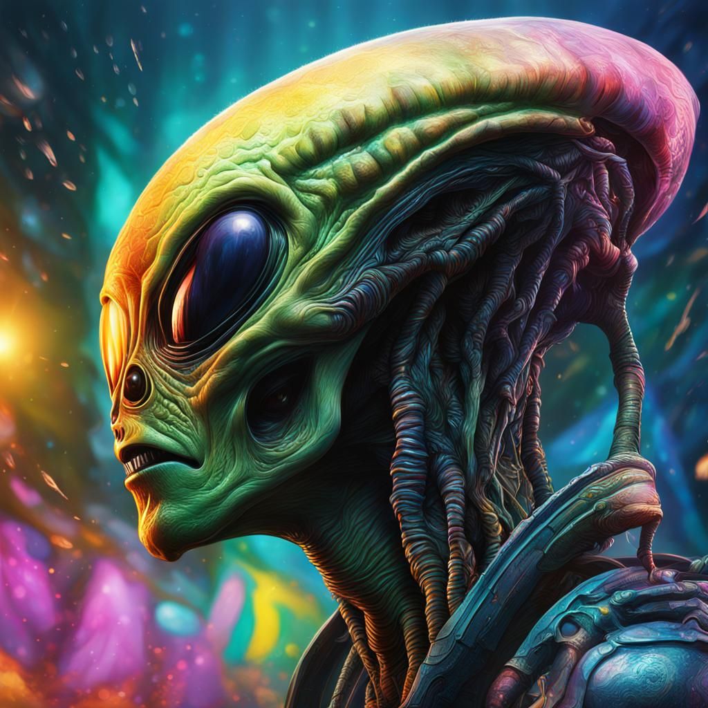 Hyperrealistic Alien Being Splash Art
