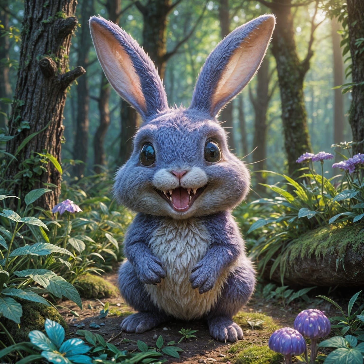 Fantastical Laughing Bunny in Detailed Matte Painting