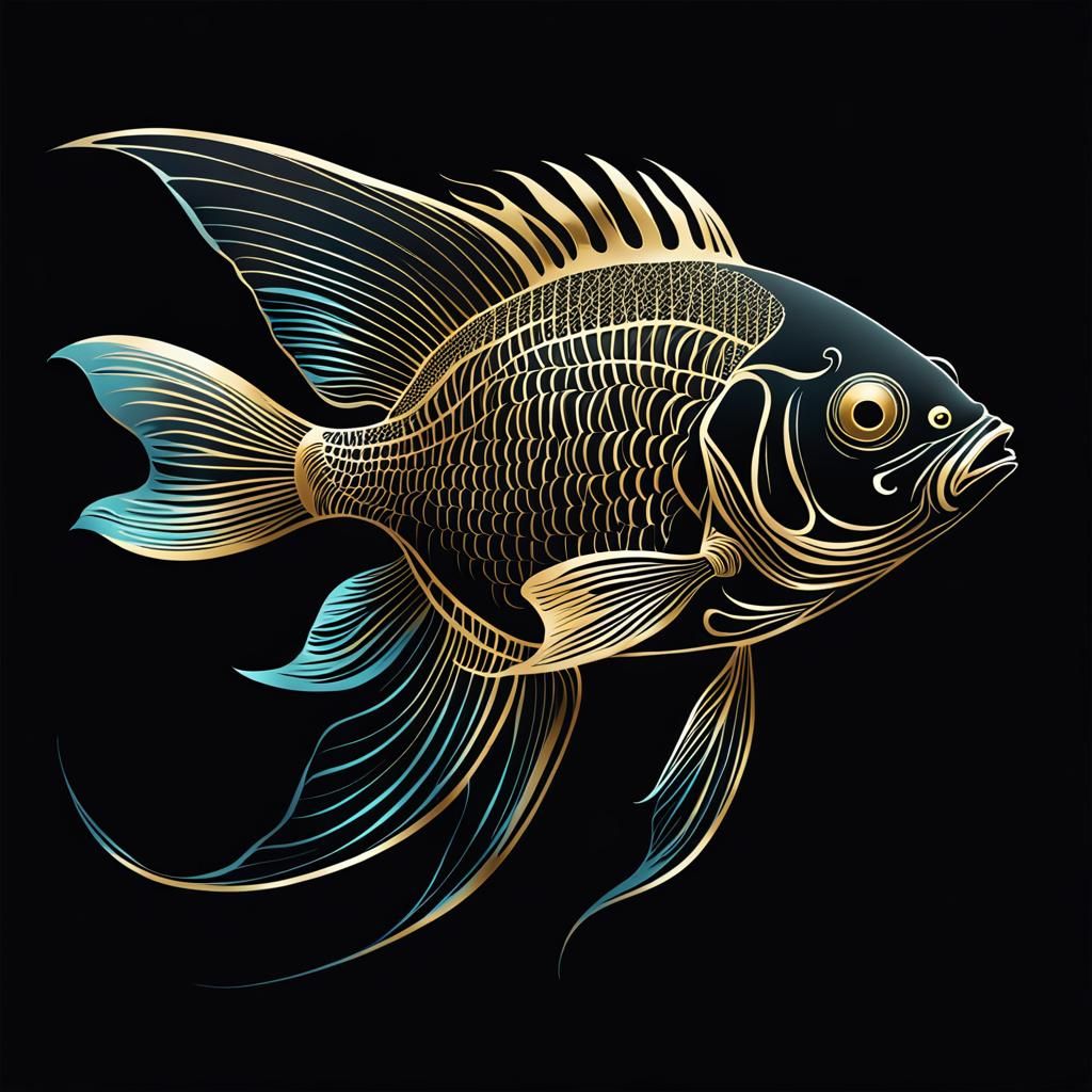 Golden Silhouette of a Fantasy Fish