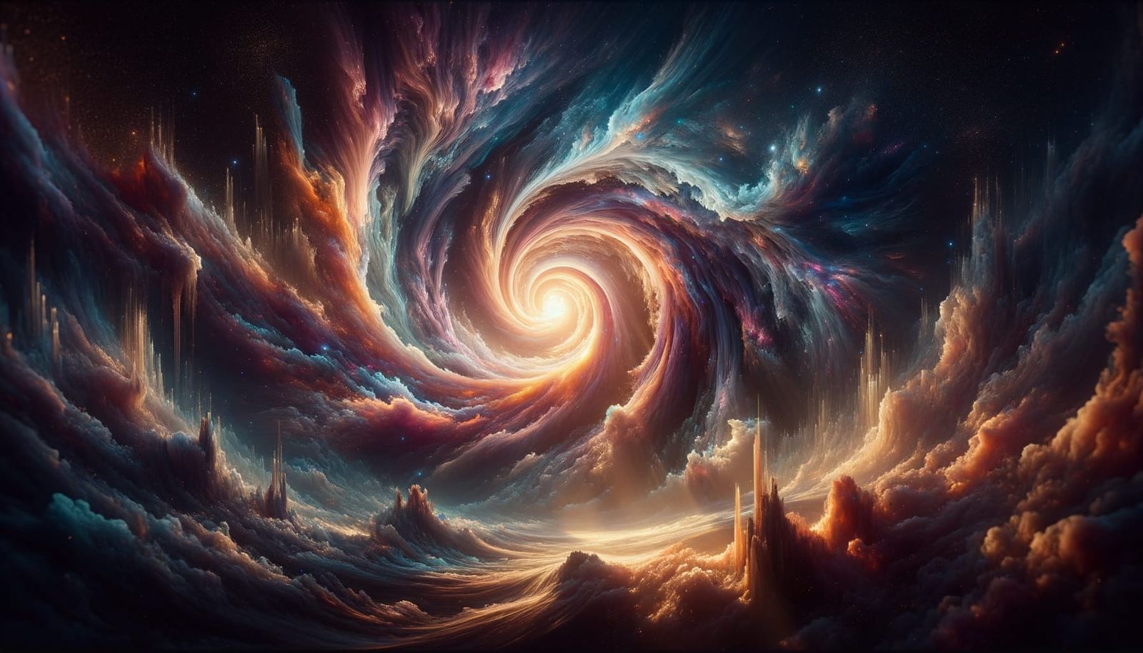 Epic Dark Fantasy Portal Unfolds in Swirling Vortex of Color