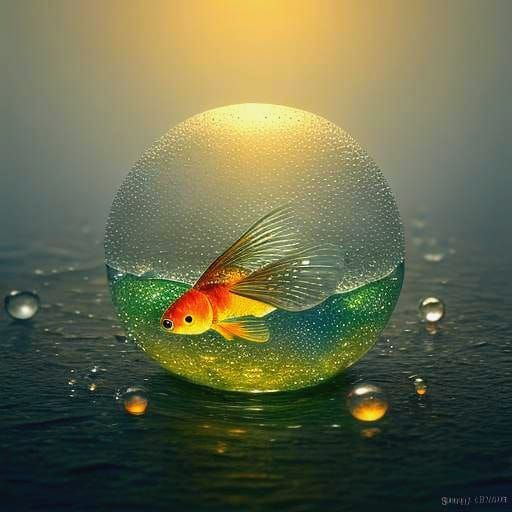 Dew Drops with Miniature Worlds, Ethereal Fantasy