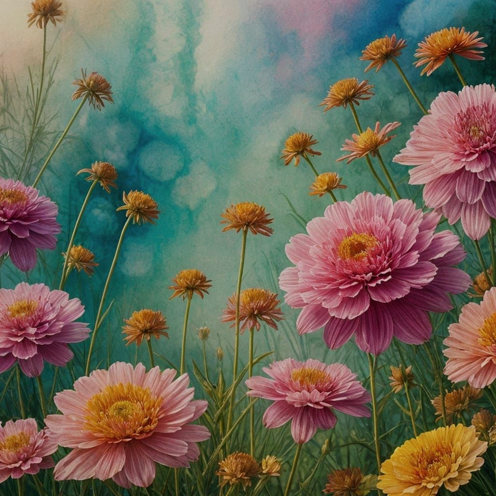 Floral Botanical Illustration in Watercolor Style