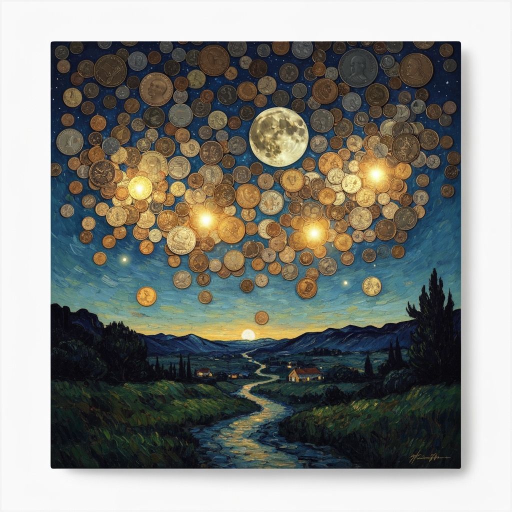 Van Gogh's Starry Night Reimagined with Global Coins