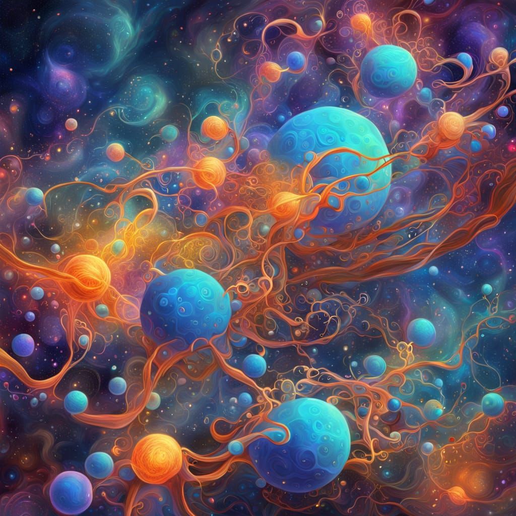 Surreal Molecular Interaction in Dreamlike Digital Painting