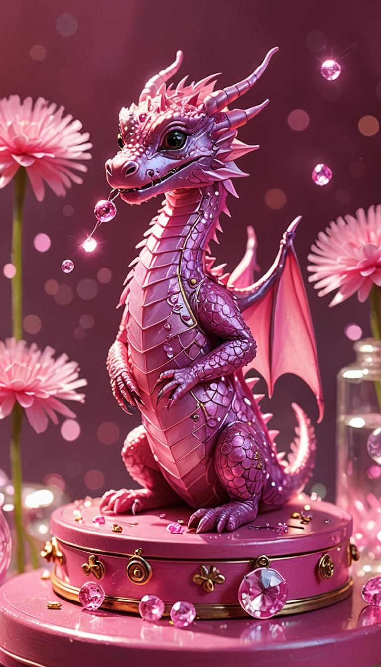 Pink Dragon's Wish: Whimsical Concept Art in Pastel Colors