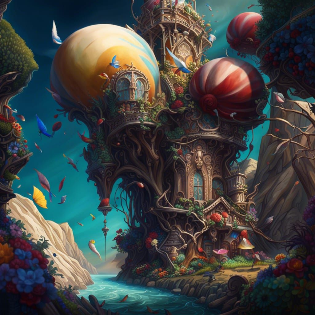 Surreal Spring Freedom: A Detailed Surrealist Painting