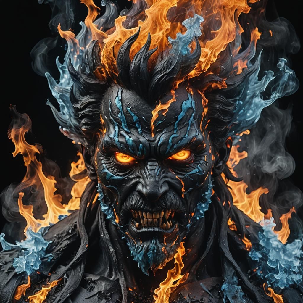 Grimdark Fire and Ice Ifrit Portrait