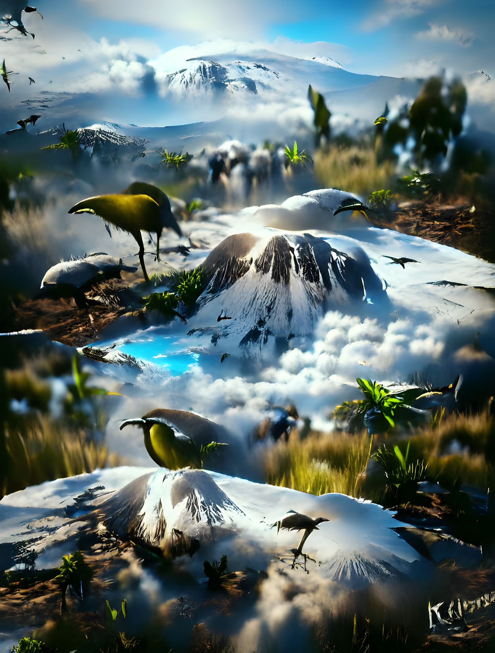 Kilimanjaro: Lush Vegetation and Distant Birds in 8K