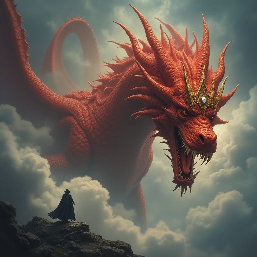Fiery Red Dragon Emerges from Dark Vortex in Epic, Cinematic...