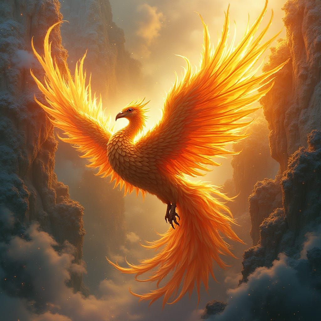 Majestic Golden Suzaku Takes Flight in Vibrant, Hyper-Realis...