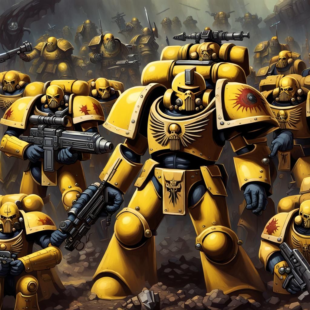 Yellow Space Marines vs Daemon Horde