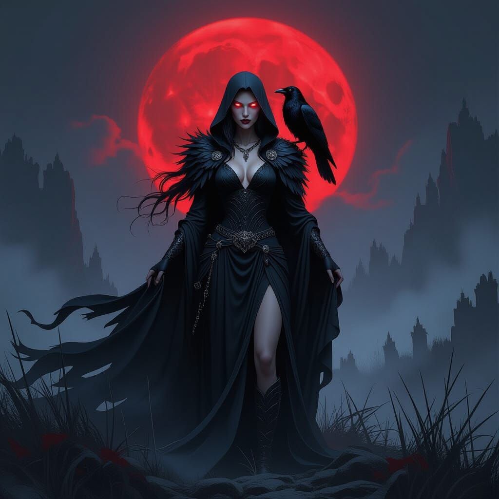 The Morrigan: Goddess of Battle in Dark Fantasy Style