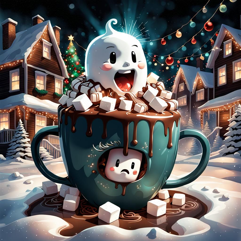 Drowning in Hot Chocolate: Dark Watercolor Art