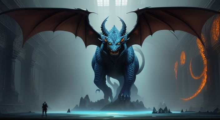 Surreal Fantasy Scene in a Sports Hall with Contrasting Mura...