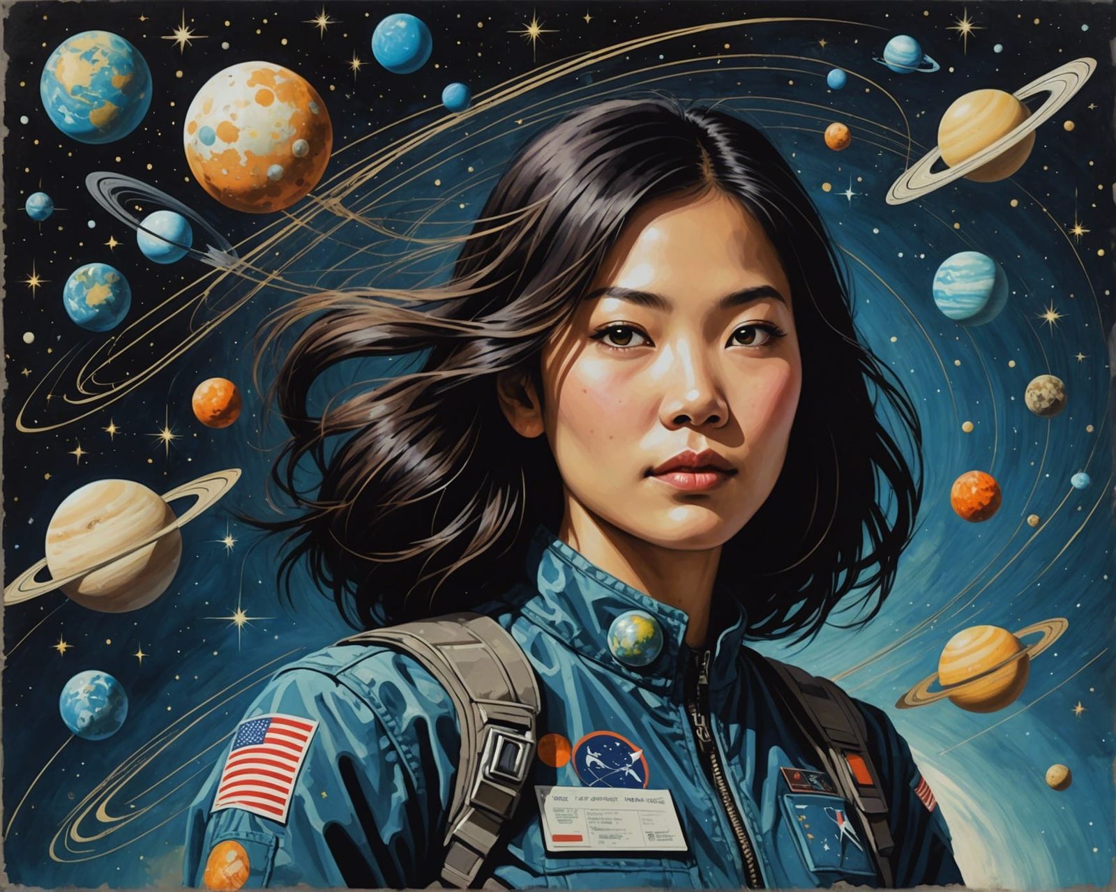 Astronaut in Space: Mixed-Media Digital Art