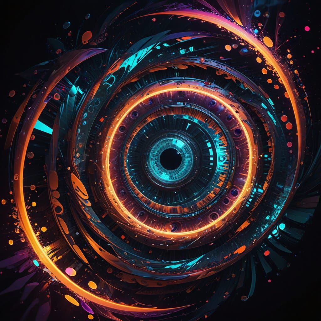 Infinite Vision Vortex in Neon Glitch Art Style