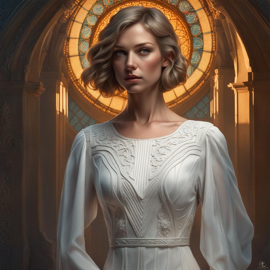 Voluptuous Woman Portrait in Hyperdetailed Matte Photography