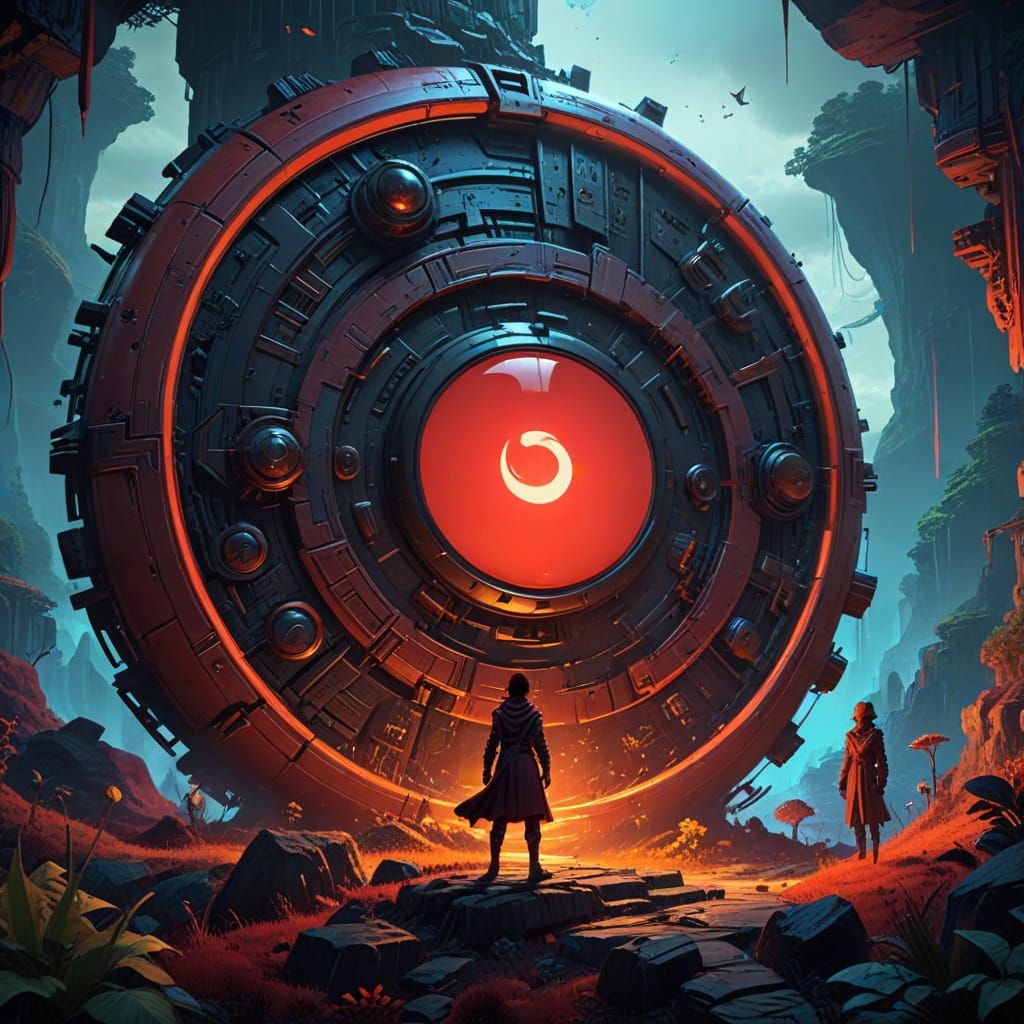 Surreal Red Button Dominates Fantastical Realm