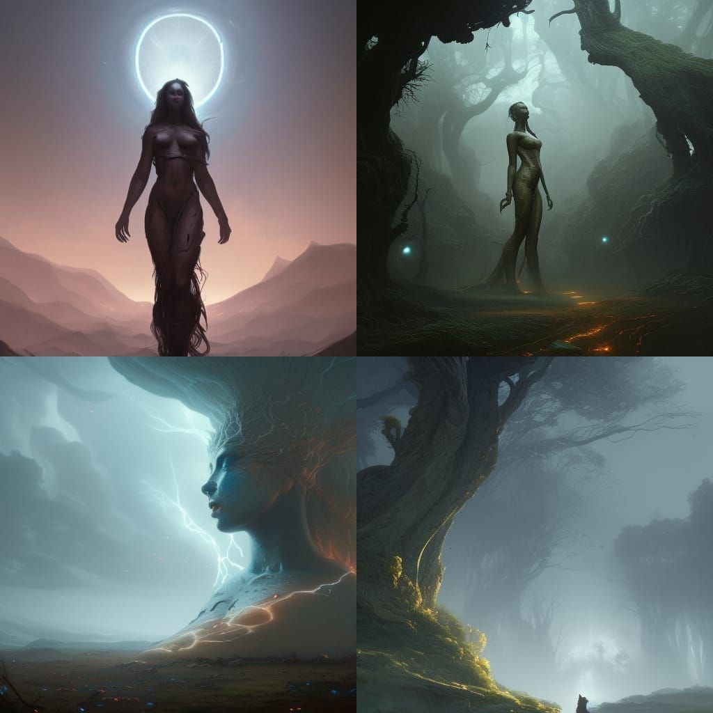 Earth Goddess Landscape in Dark Fantasy Concept Art