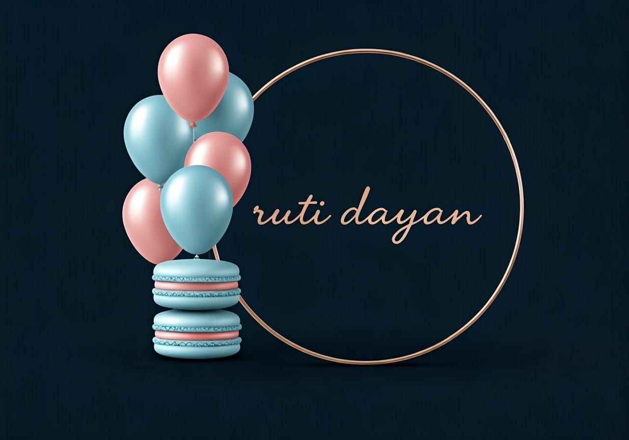 Sophisticated Business Card with Balloons and Macarons in El...