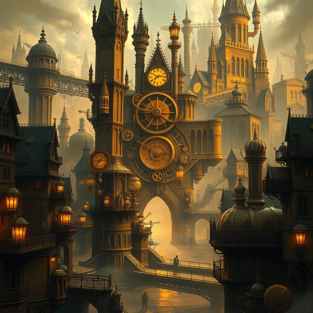 Ethereal Steampunk Metropolis Unveiled