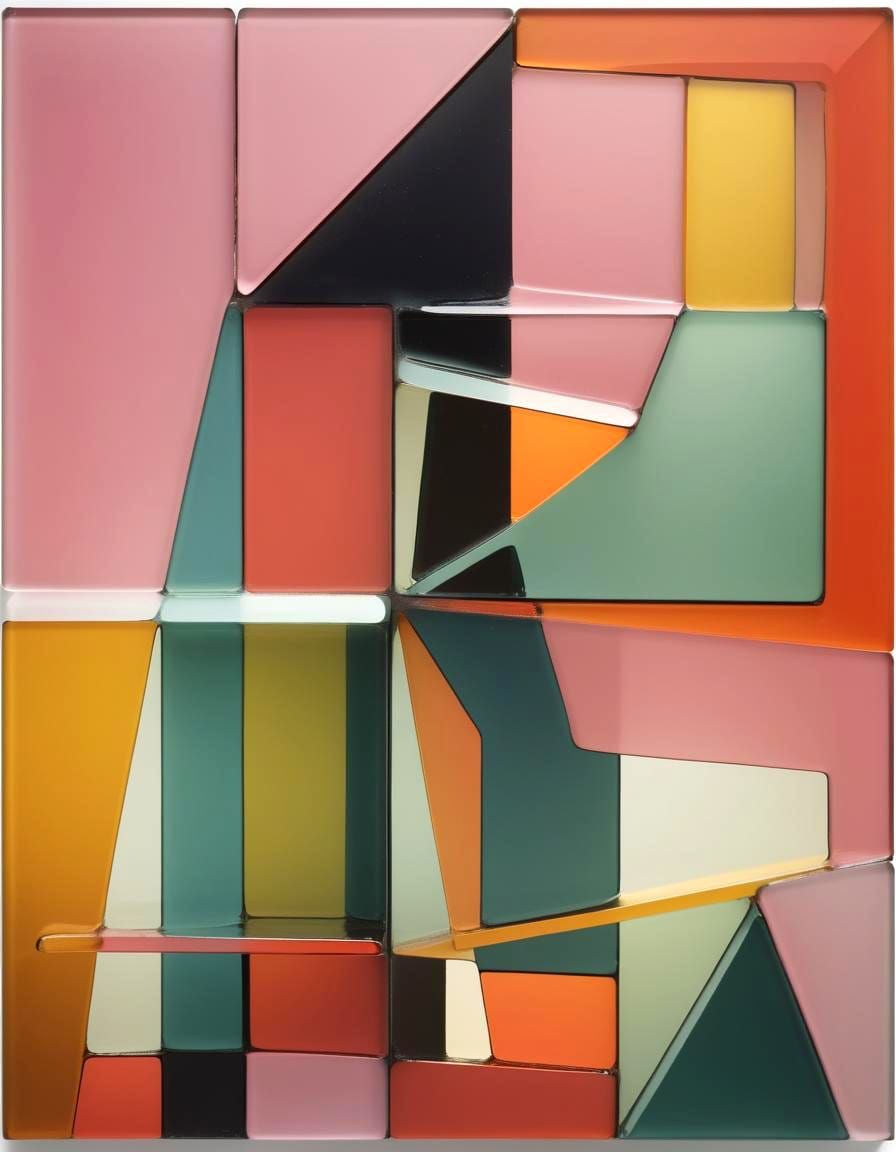 Translucent Stacked Glass Layers in Soft Light