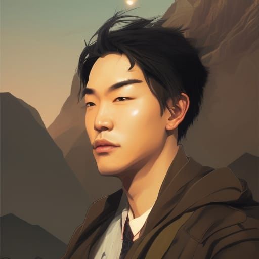 Handsome Asian Scientist Portrait in Detailed Lighting