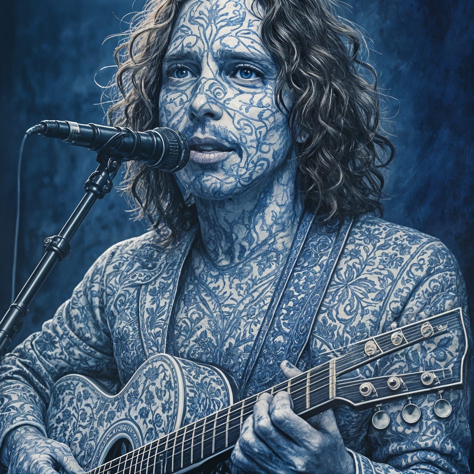 Ceramic-Skinned Singer Performing Live