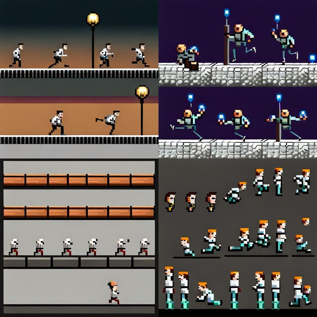 Sci-Fi Game Hero Sprite Sheet in Pixel Art