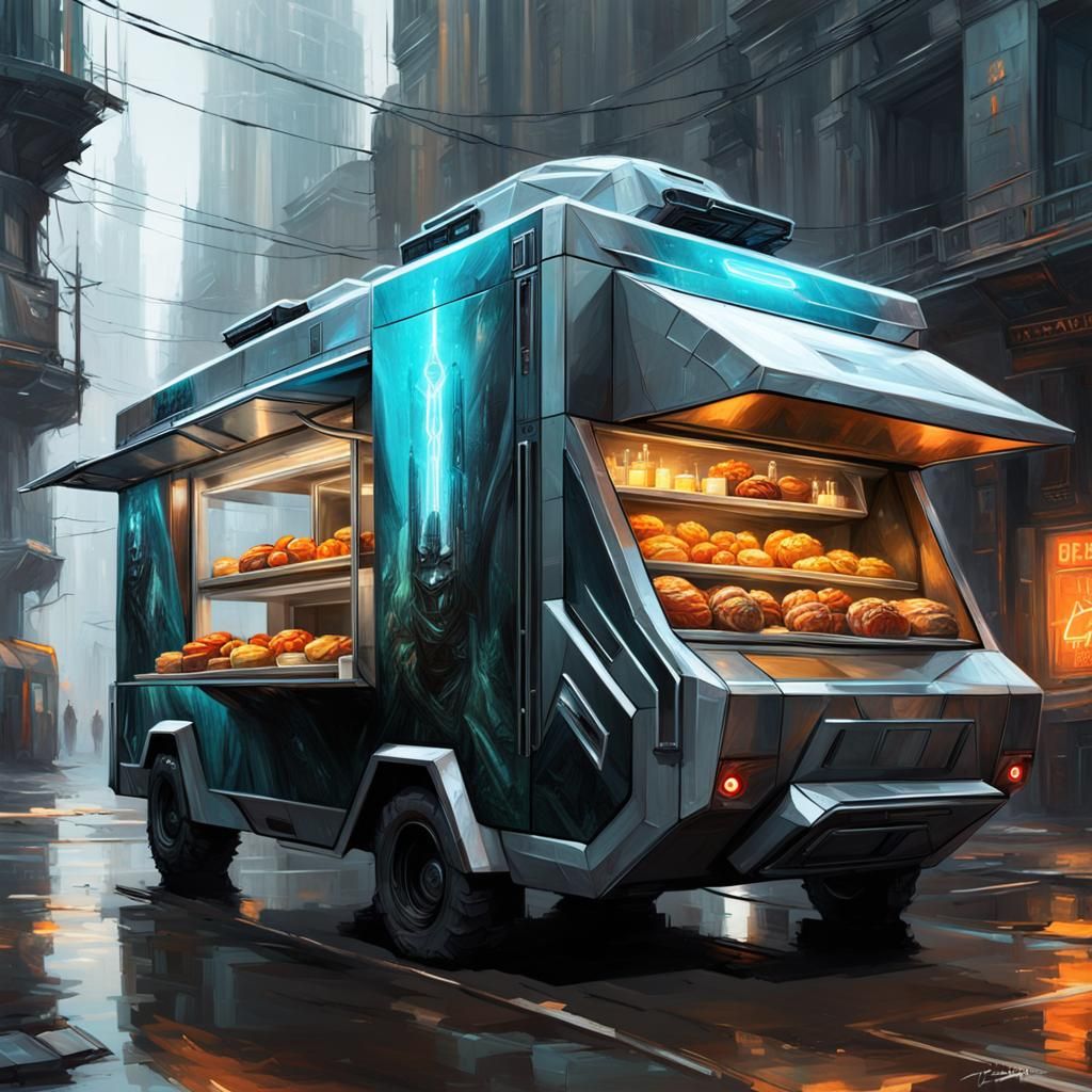 Cyberpunk Armored Food Truck Masterpiece