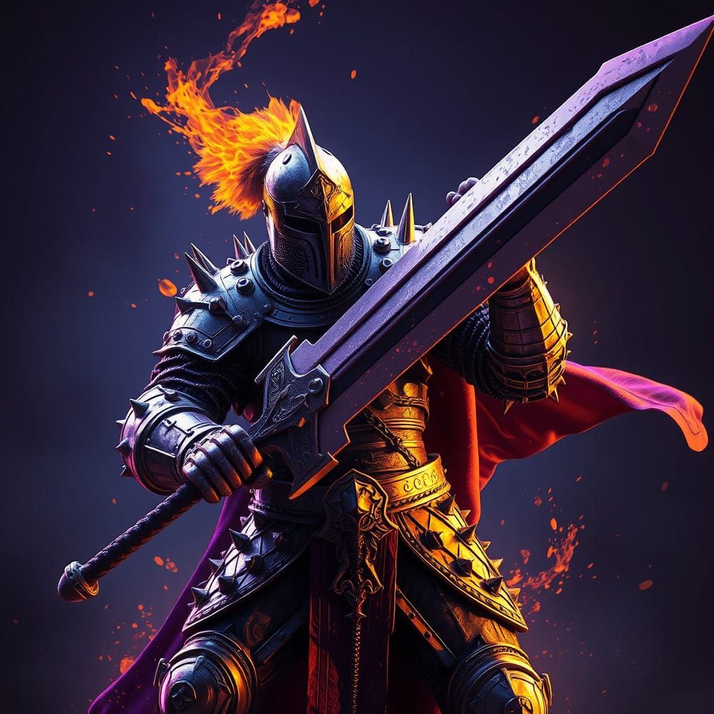 Dark Fantasy Knight in Epic Warfare Pose