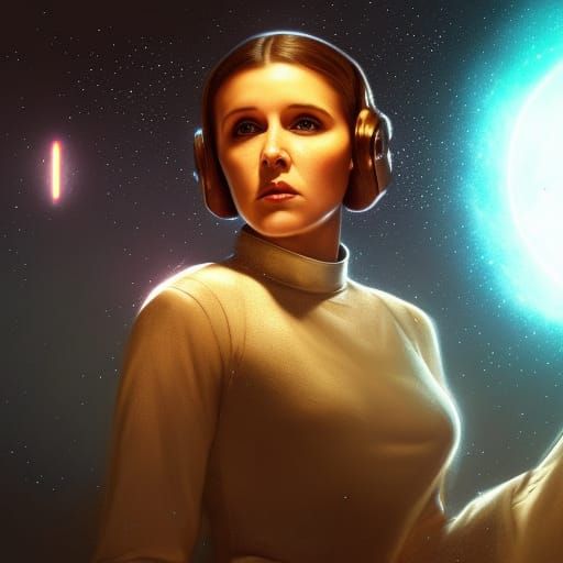 Princess Leia in Starry Dark Fantasy Style