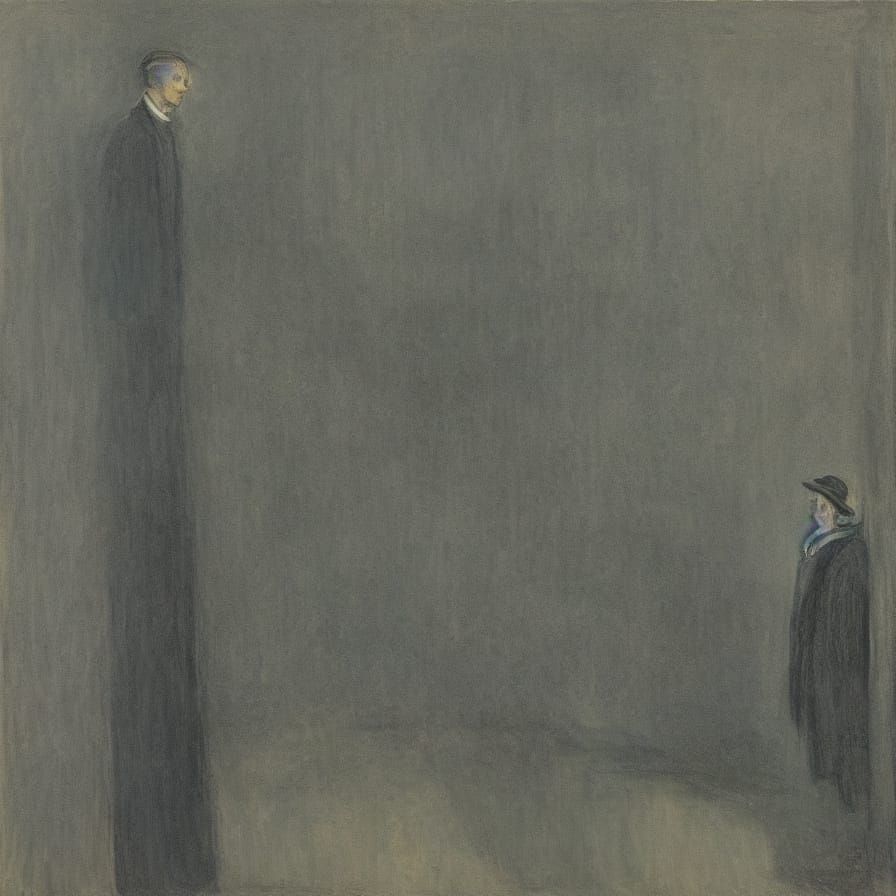 Solitary Figure in Moody Symbolist Portrait