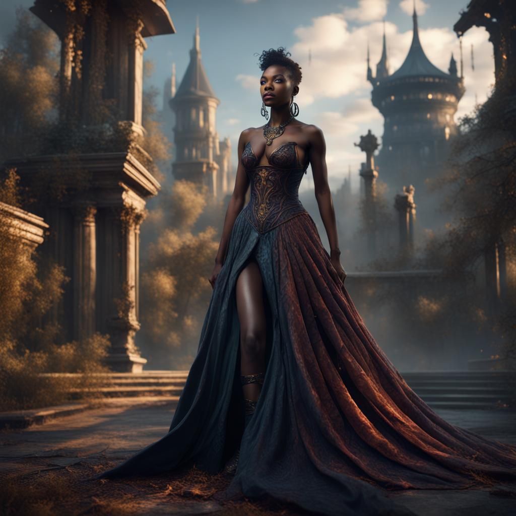 Fantasy Woman on Throne: Detailed Digital Painting