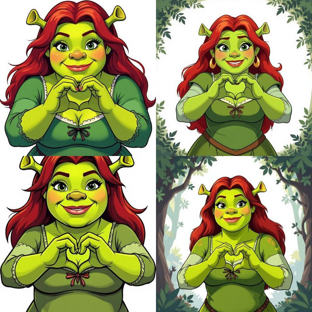 Princess Fiona Ogre Form in Cartoon Style