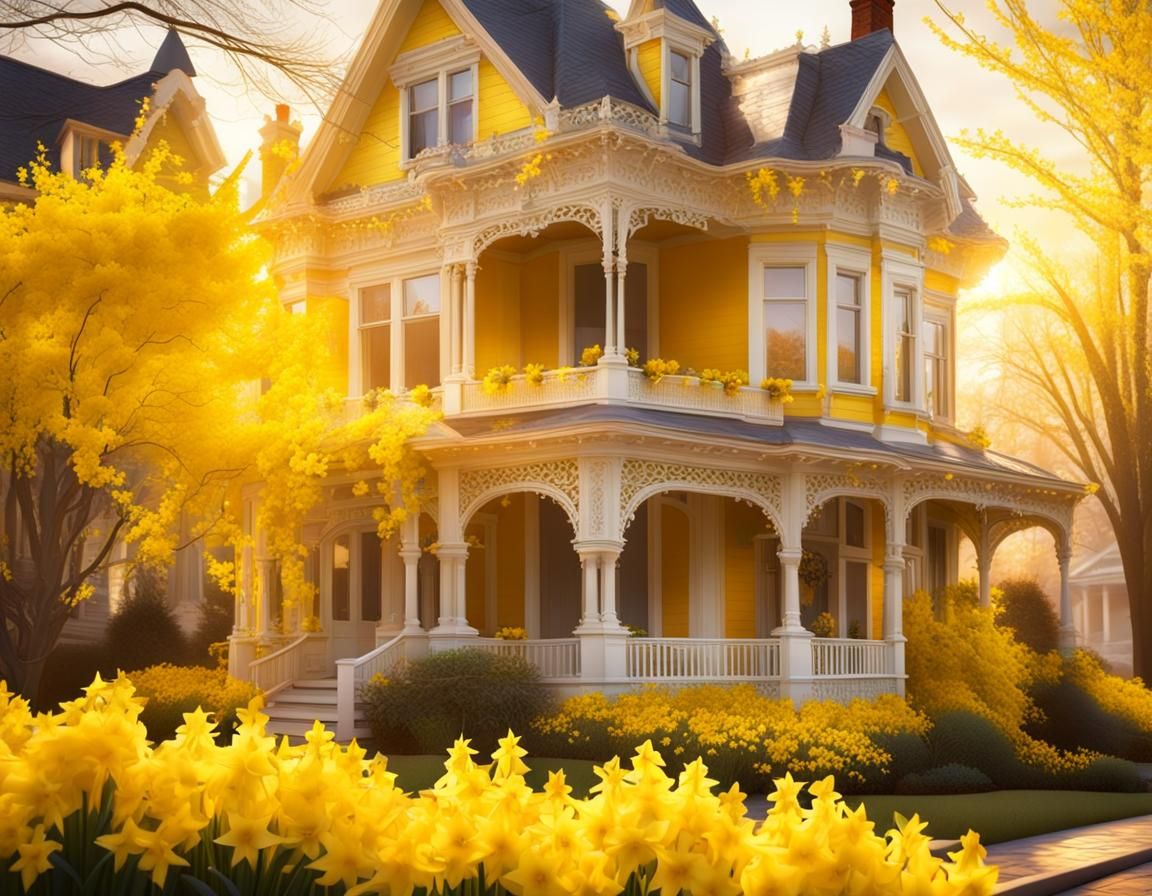 Victorian House in Spring Sunlight