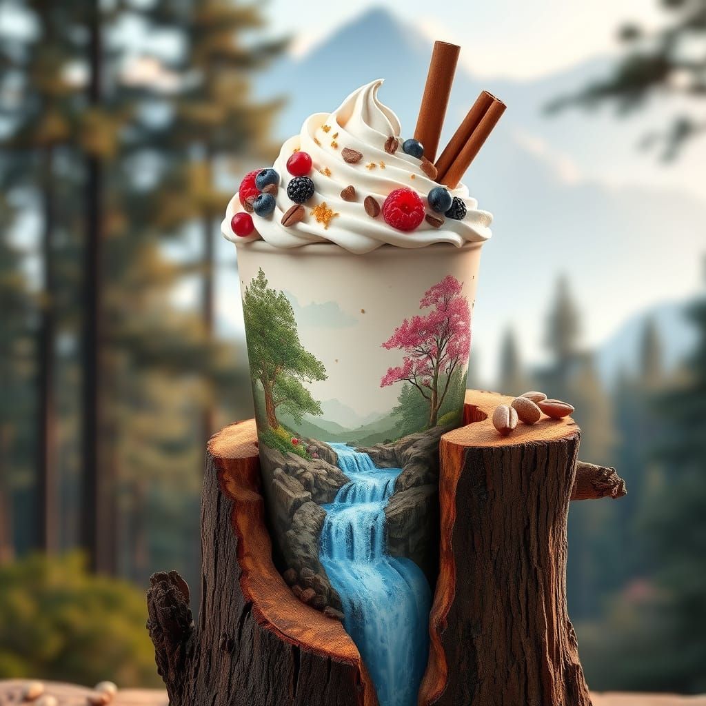 Fantasy Dessert Art in Serene Forest Landscape