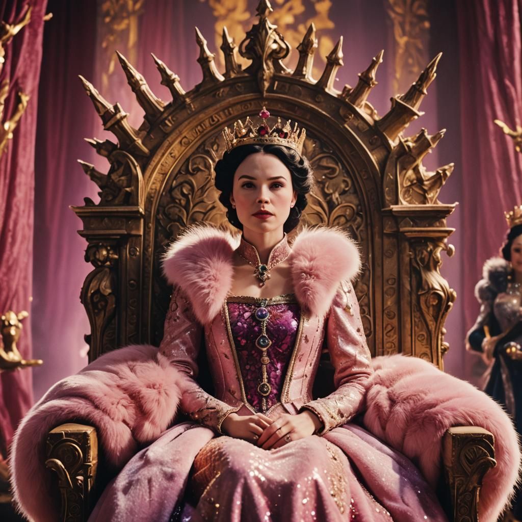 Pink Space Queen Snow White on Throne