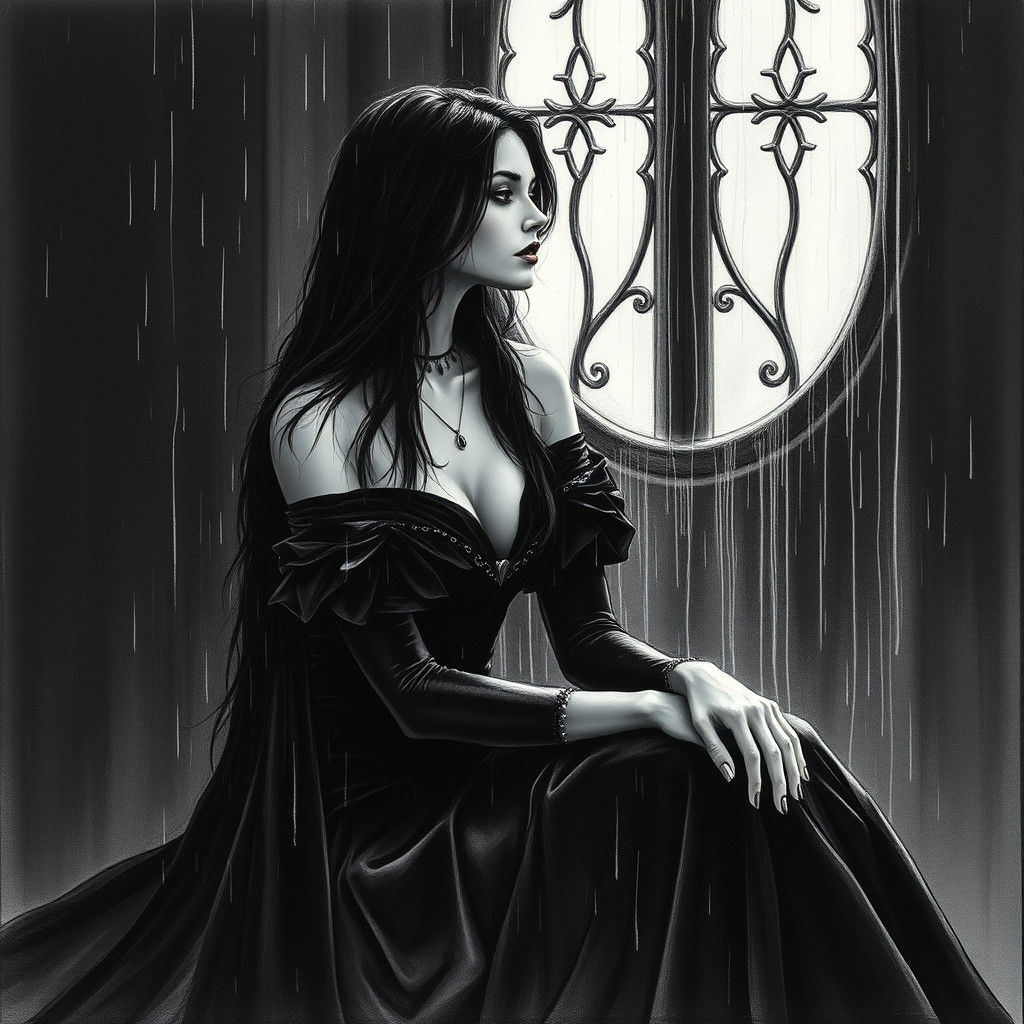 Gothic Vampire Lost in Thought
