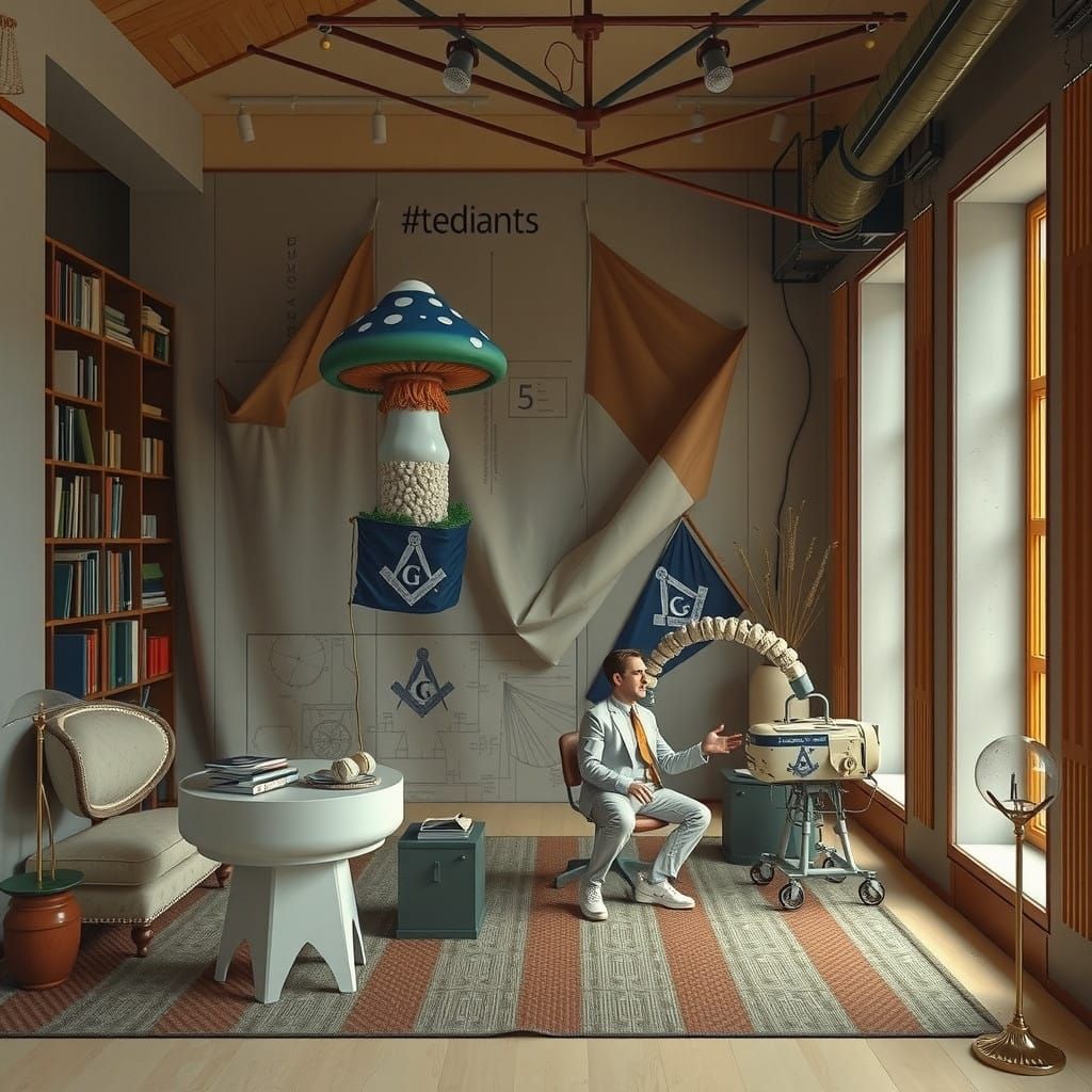 Giant Linocut Mushroom Celebrates Bureaucracy in Whimsical S...