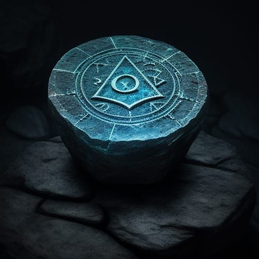 Mysterious Glowing Stone on Ancient Altar