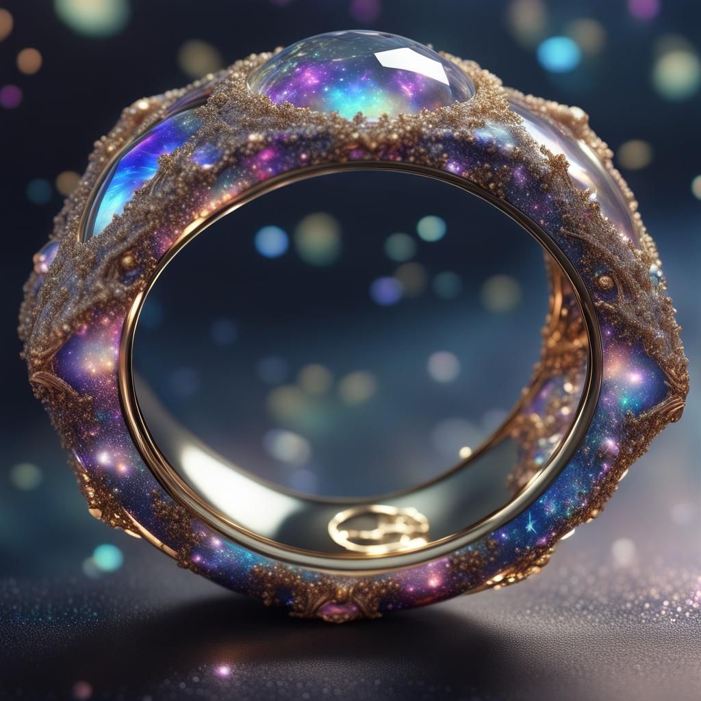 Galaxy Wedding Rings in Maximalist Matte Painting