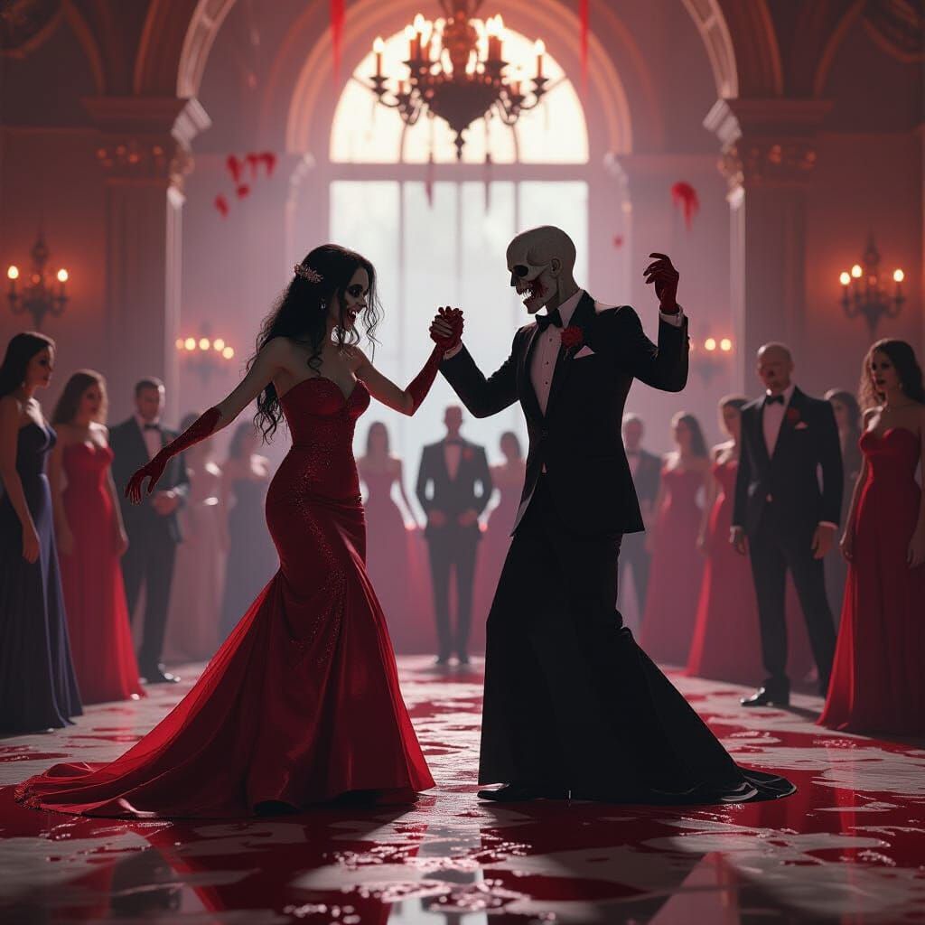 Zombies Dance at Fantastical Prom in Matte Painting Style