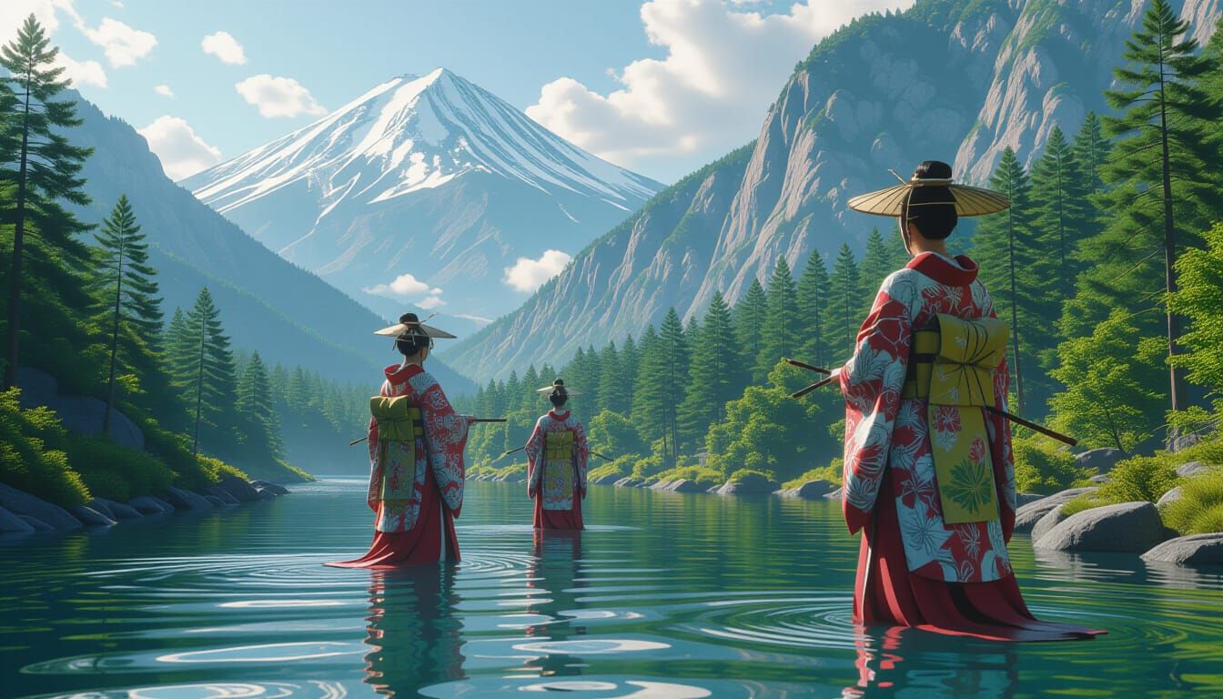 Majestic Kami Spirits in Japanese Landscapes