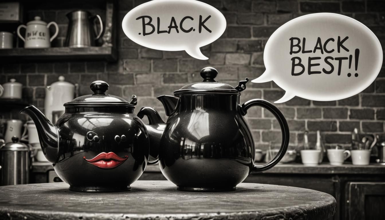 Hyperrealistic Coffee Pot with Chat Bubble